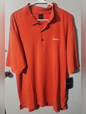 NWT Mens Dunning Golf Isleworth Performance Polo Texas Orange size LG